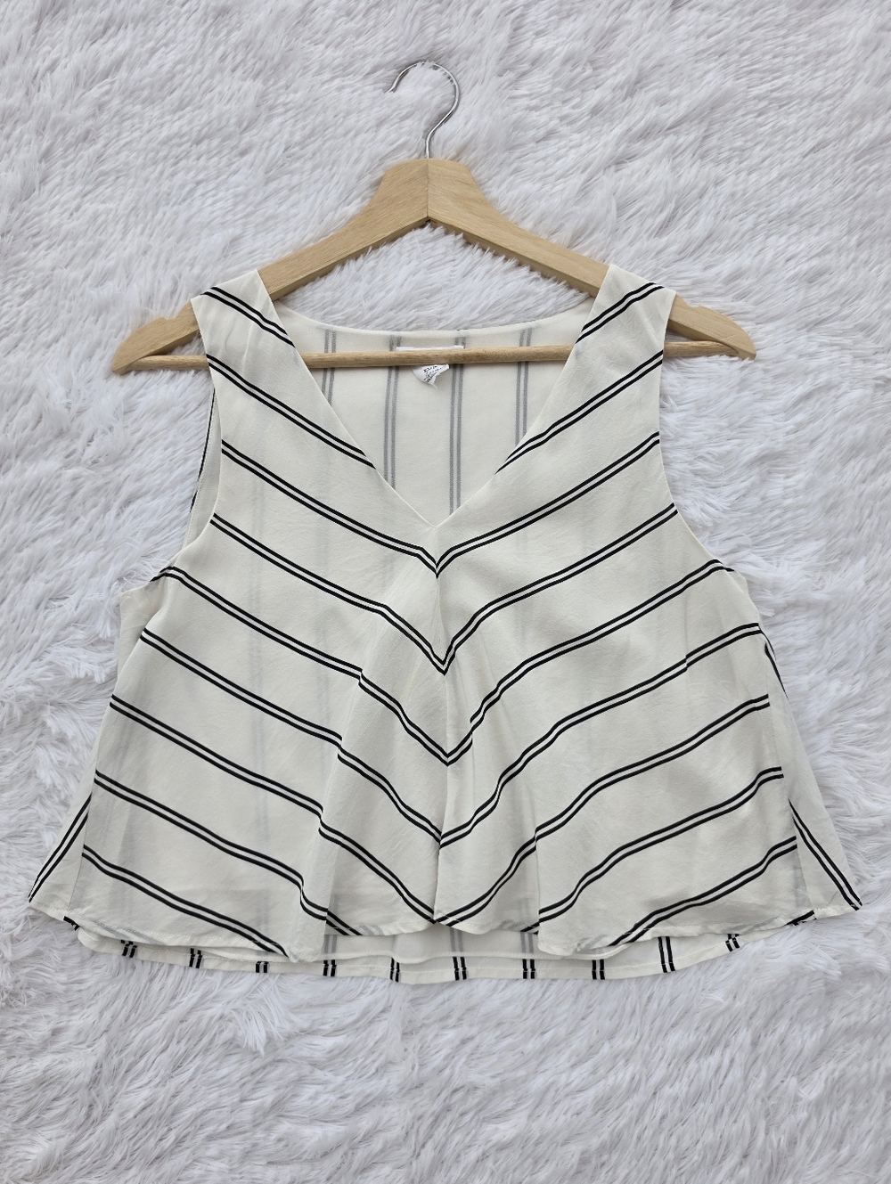 Club Monaco Striped Silk V-neck Tank
